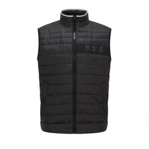 Boss Black Quilted Sleeveless Puffer Vest with Subtle Logo